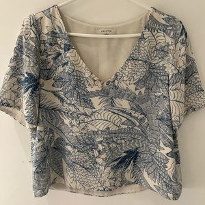 Aritzia Babaton Randy Blouse | Blue & Espace (White) | Size M